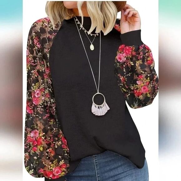 Women's Lace Detail Long Sleeve Blouse - Picture 1 of 7